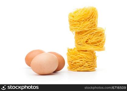 Noodles. Fresh unprepared noodles and eggs