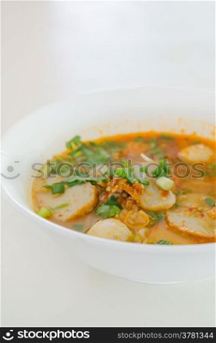 noodles with spicy soup , A famous food of Thailand