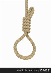 Noose from the gallows on white isolated background. 3d