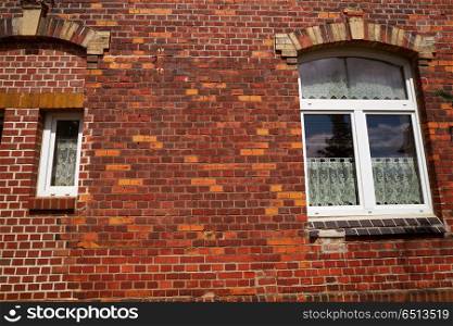 Nordhausen brick facades and windows in Harz Thuringia of Germany. Nordhausen brick facades and windows in Germany