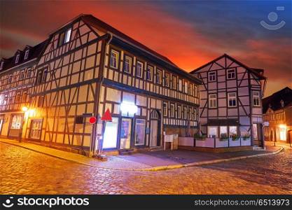 Nordhausen city at sunset in Thuringia Germany. Nordhausen city facades at sunset in Thuringia Germany