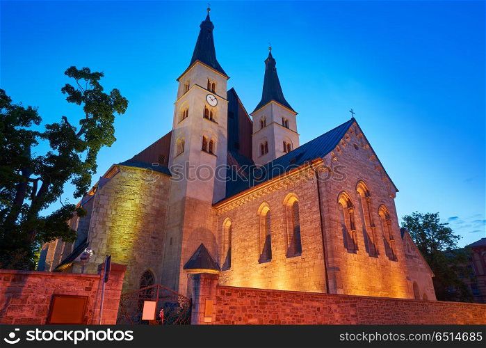 Nordhausen Holy Cross Cathedral in Germany. Nordhausen Holy Cross Cathedral sunset in Thuringia Germany
