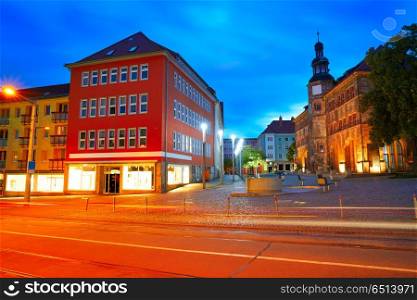Nordhausen stadthaus at night in Thuringia . Nordhausen at night in Thuringia of Germany