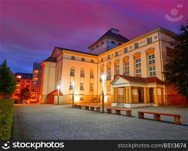 Nordhausen Theater at night in Thuringia Germany. Nordhausen Theater at night in Harz Thuringia of Germany