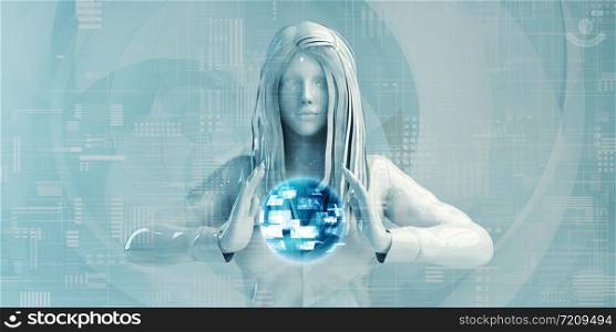Nordic Business Woman Using Digital Solutions Technology Concept Art. Nordic Business Woman Using Digital Solutions