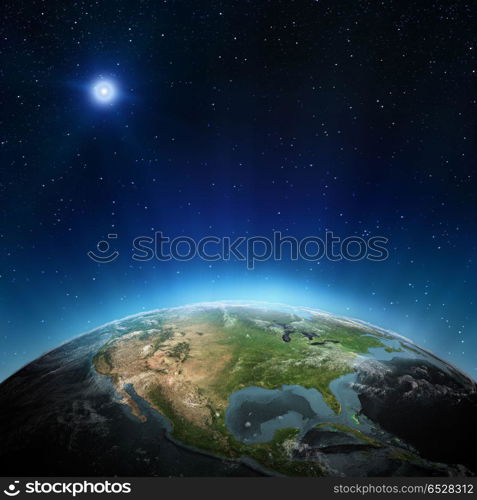 North America 3d rendering planet. North America. Elements of this image furnished by NASA 3d rendering. North America 3d rendering planet