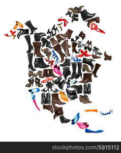 North America continent made of female shoes