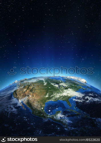 North America from space 3d rendering. North America from space. Elements of this image furnished by NASA 3d rendering. North America from space 3d rendering