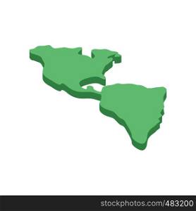 North and South America map isometric 3d icon on a white background. North and South America map isometric 3d icon