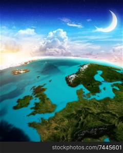 North Europe map background. Elements of this image furnished by NASA. 3d rendering. North Europe map background