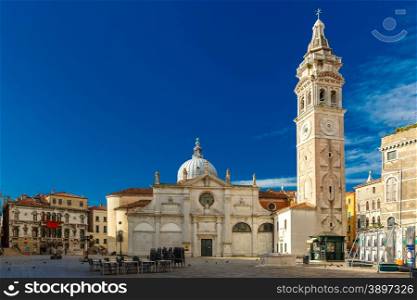 North facade of Church Santa Maria Formosa in the Castello, Venice at morning, Italia
