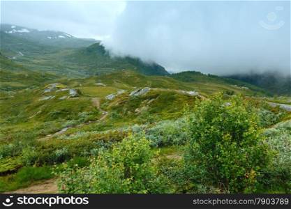 North Norway summer mountain cloudy tundra scene
