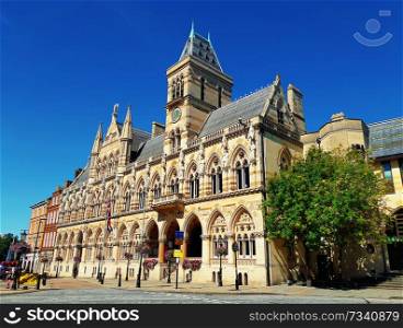 Northampton City Guildhall. Neo Gothic architecture building in United Kngdom.
