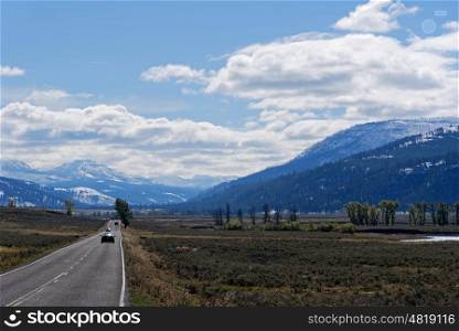 Northeast Entrance Road in Lamar Valley, Yellowstone National Park