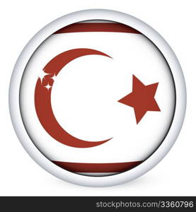 Northen Cyprus sphere flag button, isolated vector on white