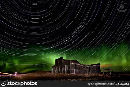 Northern Lights Canada rural Saskatchewan star trails