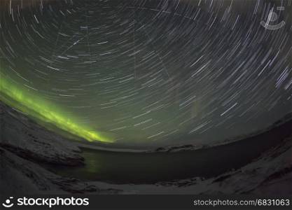 Northern Lights on the Kola Peninsula. Teriberka, Murmansk region, Russia.