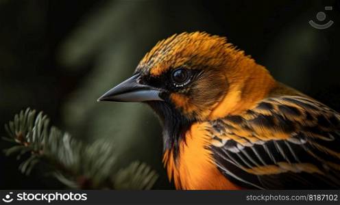 Northern Oriole bird with forest background. Generative AI.. Northern Oriole bird with forest background. Generative AI