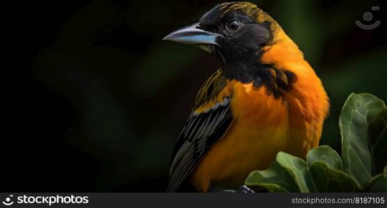 Northern Oriole bird with forest background. Generative AI.. Northern Oriole bird with forest background. Generative AI