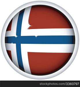 Norvegian sphere flag button, isolated vector on white