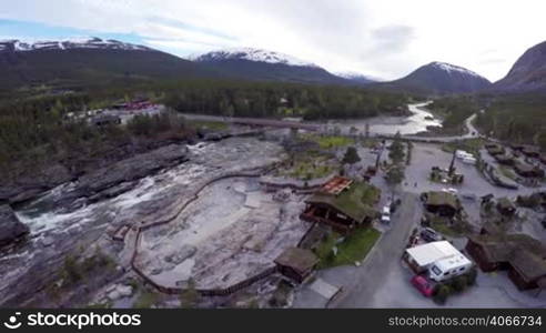 Norway camping with bird&acute;s-eye view