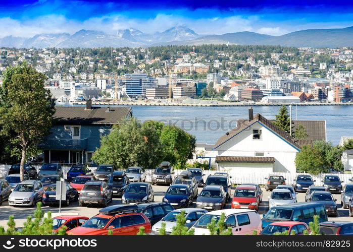 Norway city car parking background. Norway city car parking background hd