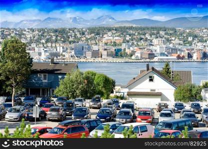 Norway city car parking background. Norway city car parking background hd