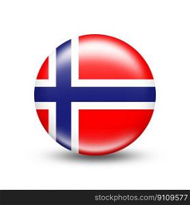 Norway country flag in sphere with white shadow - illustration. Norway country flag in sphere with white shadow