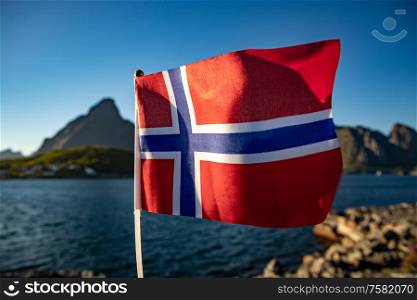 Norway Flag. Beautiful Nature Norway natural landscape.