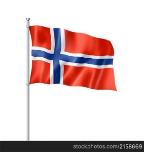 Norway flag, three dimensional render, isolated on white. Norwegian flag isolated on white