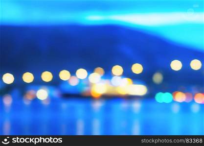 Norway night ship with lights bokeh background. Norway night ship with lights bokeh background hd