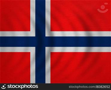 Norwegian national official flag. Patriotic symbol, banner, element, background. Correct colors. Flag of Norway wavy with real detailed fabric texture, accurate size, illustration
