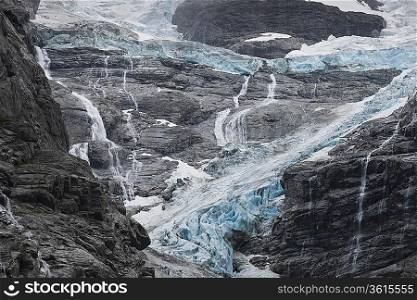 Norwegian rock face and waterfall