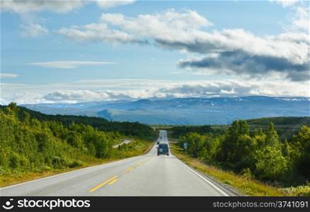 Norwegian summer secondary road (not far from Dombas, Norge)