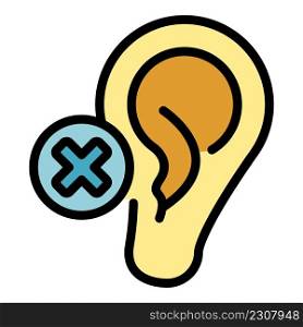 Not hear handicapped icon. Outline not hear handicapped vector icon color flat isolated. Not hear handicapped icon color outline vector