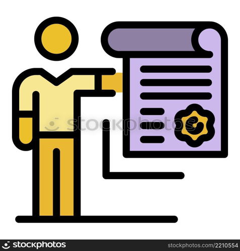 Notary diploma icon. Outline notary diploma vector icon color flat isolated. Notary diploma icon color outline vector