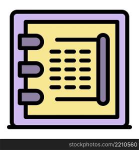 Notary notebook icon. Outline notary notebook vector icon color flat isolated. Notary notebook icon color outline vector