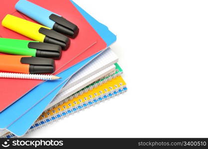 Notebook and felt-tip pen isolated on a white background