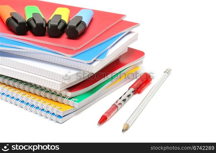 Notebook and felt-tip pen isolated on a white background