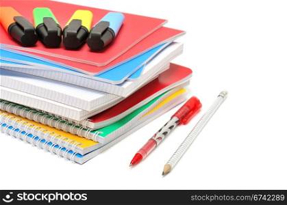 Notebook and felt-tip pen isolated on a white background