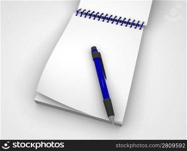 Notebook and the pen. 3d