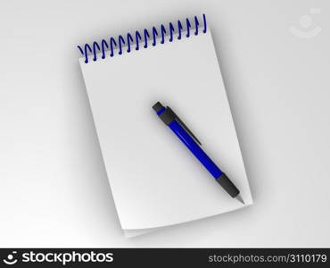 Notebook and the pen. 3d