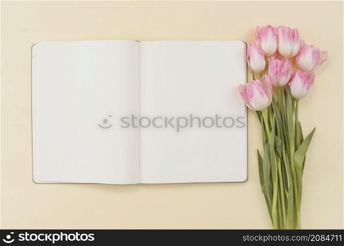 notebook bouquet tulips