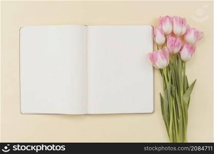 notebook bouquet tulips