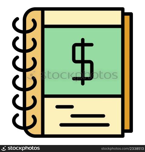 Notebook money report icon. Outline notebook money report vector icon color flat isolated. Notebook money report icon color outline vector