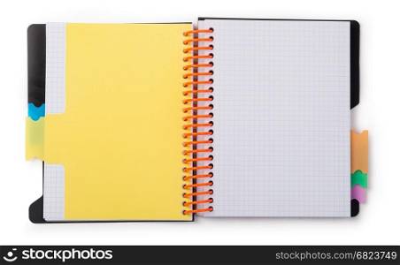 Notebook on white background. Open Blank Page notebook on white background