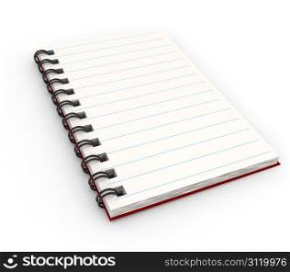 Notebook over white background. 3d rendered image