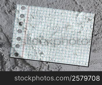 notebook paper on Cement wall texture background design