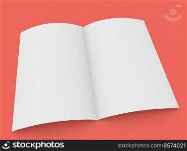 Notebook paper white mockup on a red background. 3d render illustration.. Notebook paper white mockup on a red background. 
