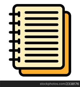 Notebook scenario icon. Outline notebook scenario vector icon color flat isolated. Notebook scenario icon color outline vector